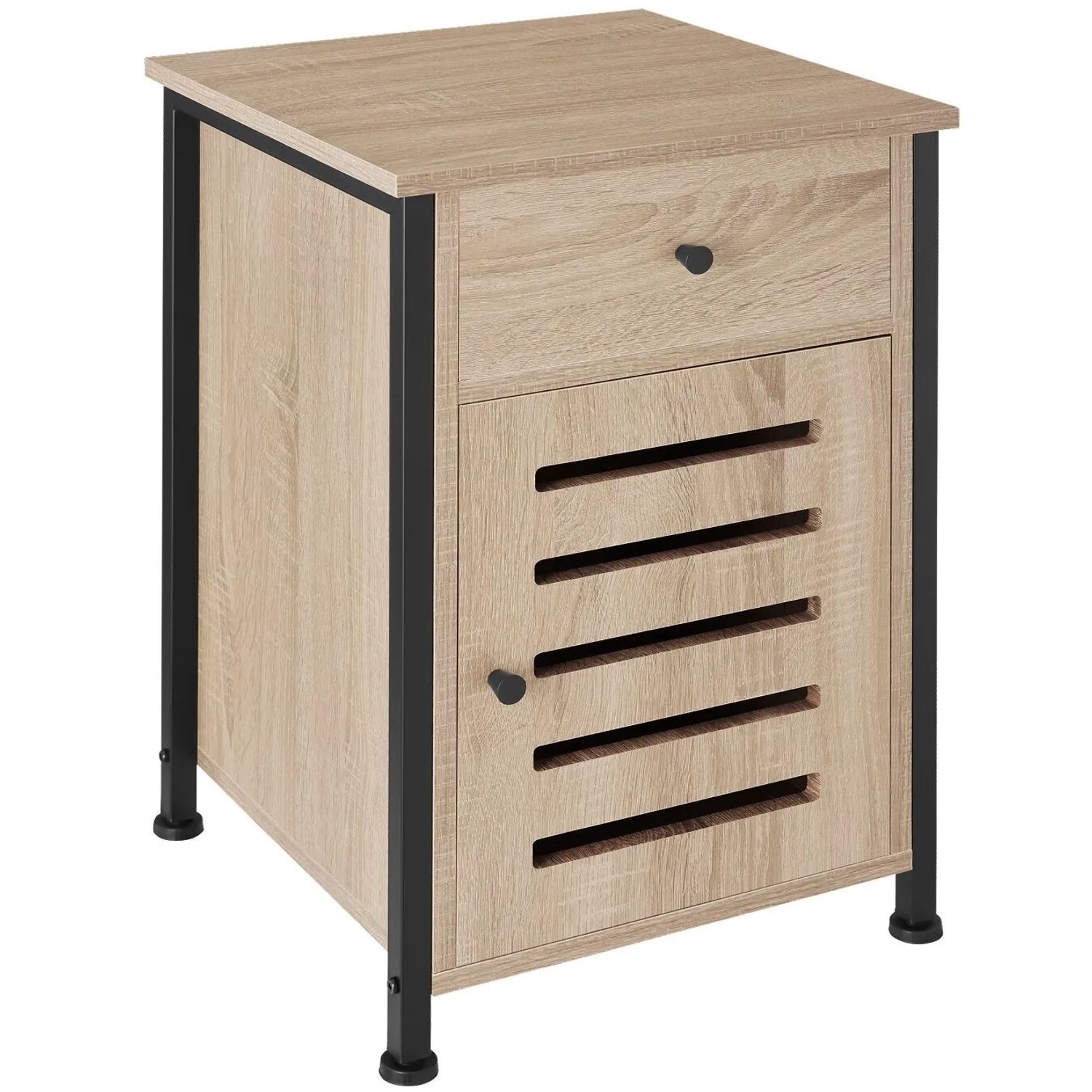 Tectake Nachttisch Waterford Industrial Style Holz und Stahl  42 x 40 x 60 50 cm Industrial Holz Hell  Eiche Sonoma