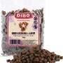 Dibo Hunde-Belohnungssnacks Barf Lamm, 200g Packung mit kleinen, braunen Leckerlis.