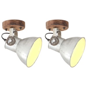 vidaXL Wand-/Deckenlampen Industriestil 2 Stk Silbern 20x25 cm E27 320504