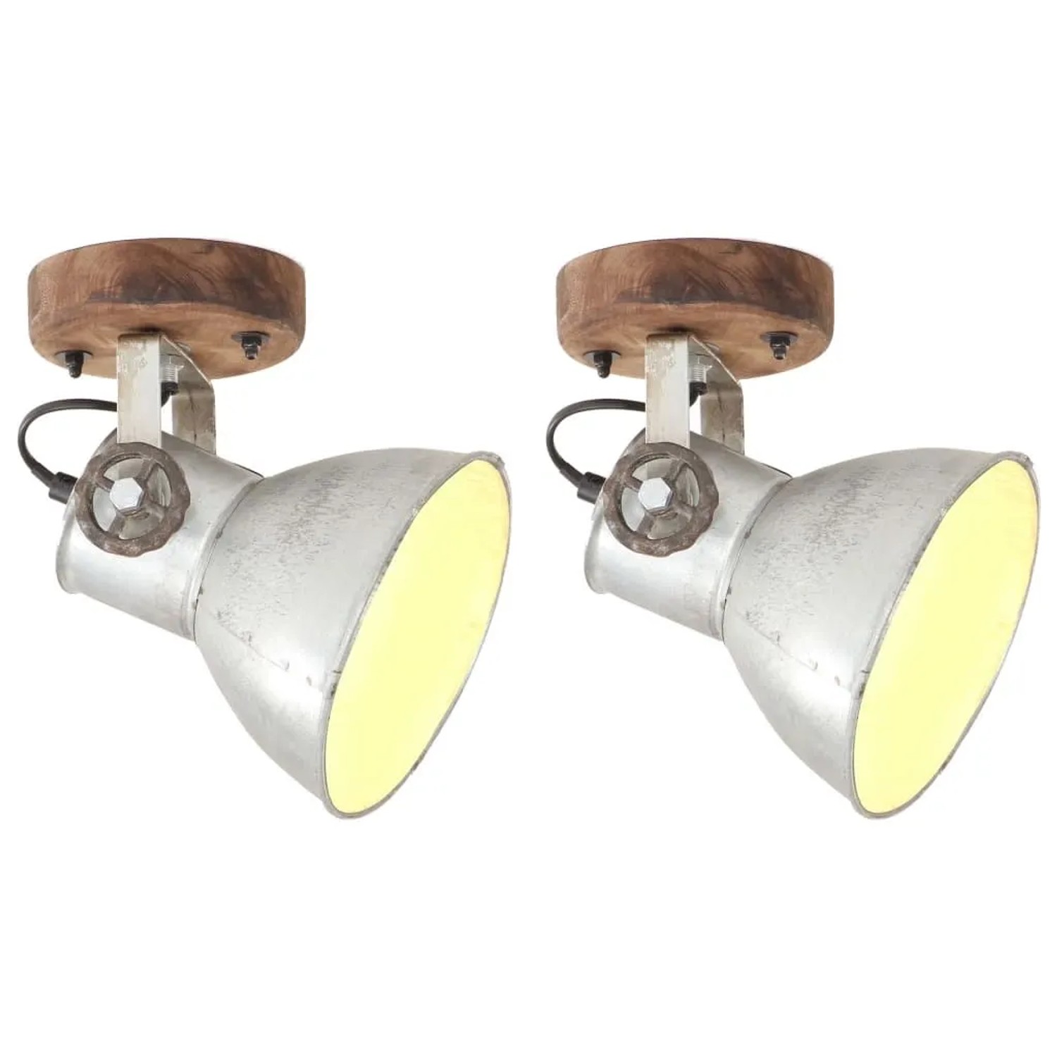 vidaXL Wand-/Deckenlampen Industriestil 2 Stk Silbern 20x25 cm E27 320504