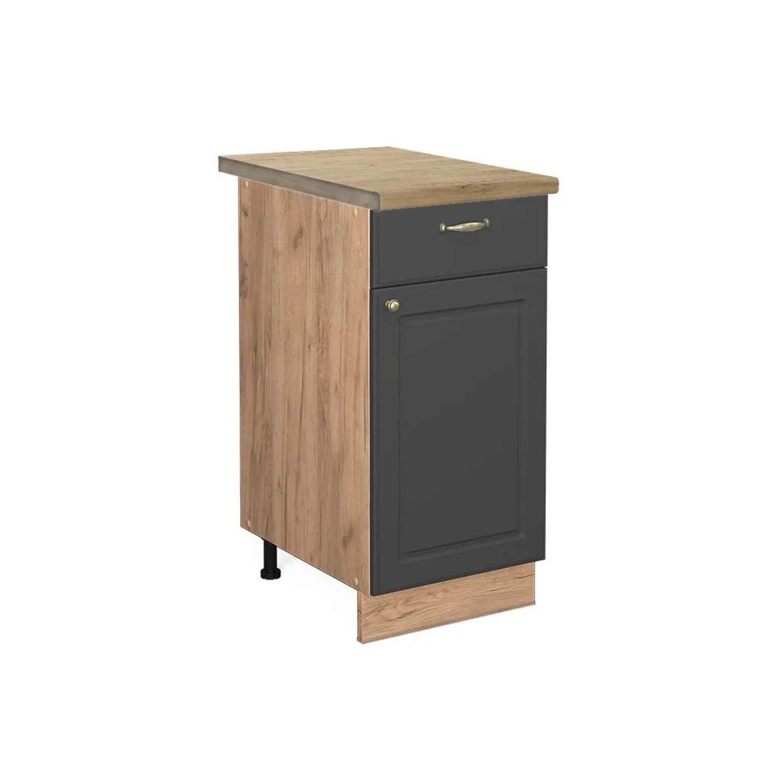 Vicco Küchenunterschrank Fame-Line Anthrazit-Gold Goldkraft Eiche 40 cm AP Eiche