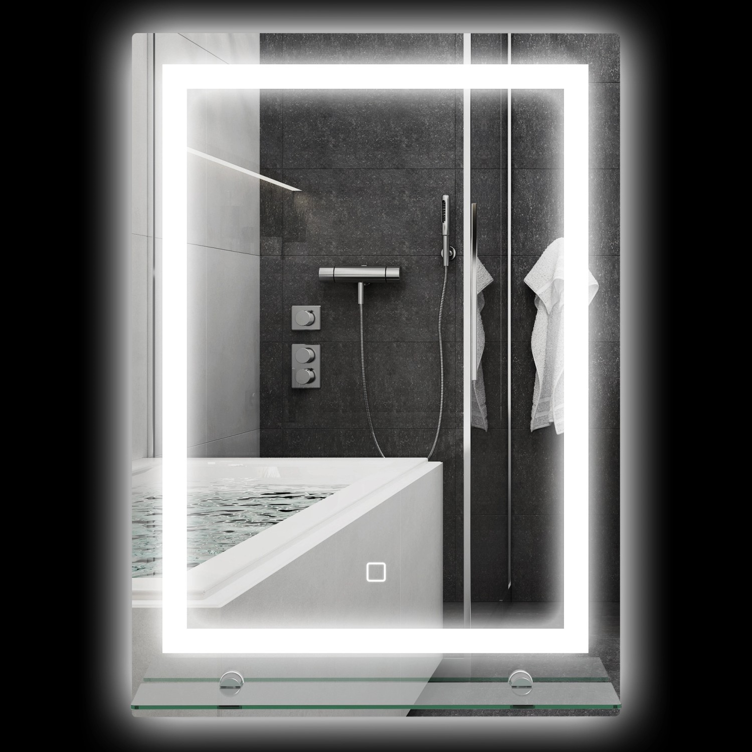 Kleankin Badspiegel Aluminium Hartglas Silber B50 x T2,7 x H70cm günstig online kaufen