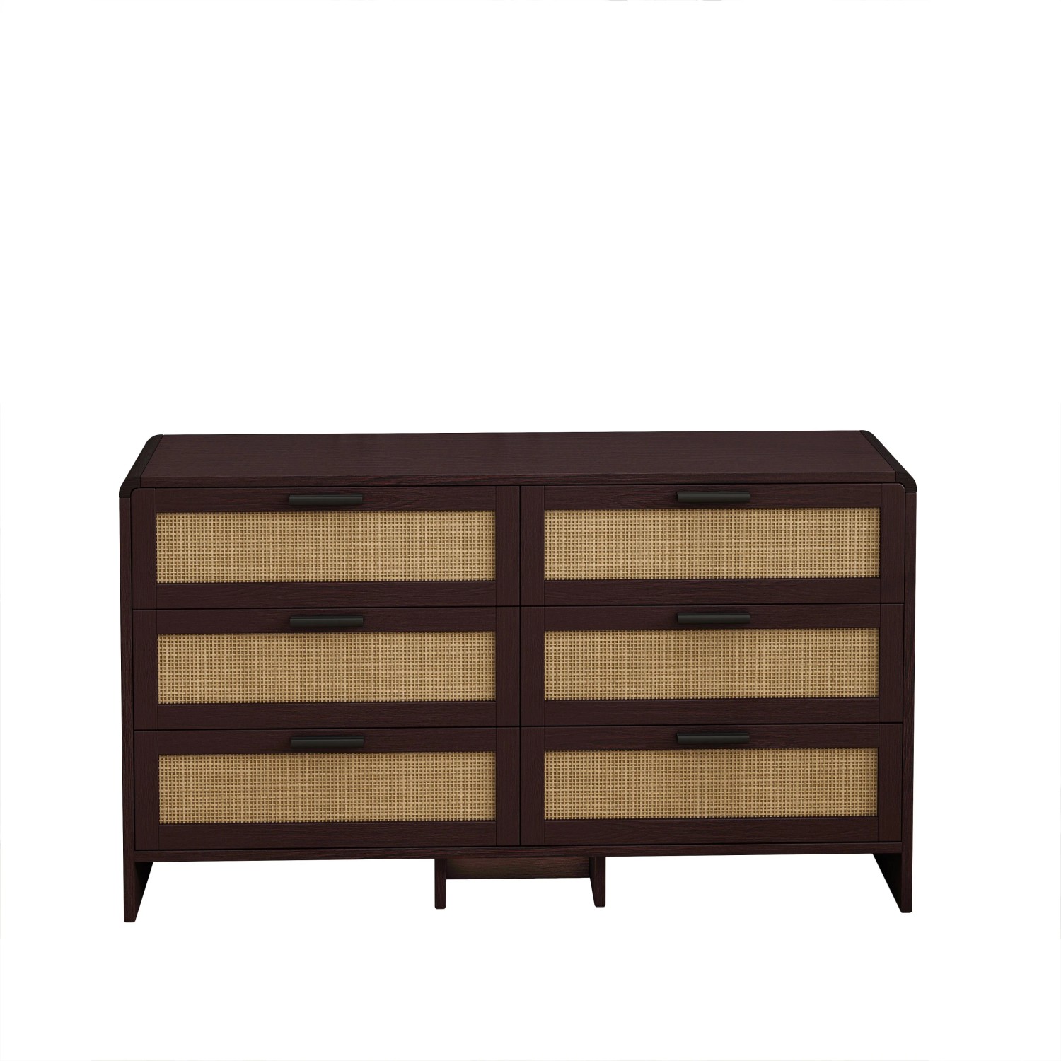 okwish Sideboard mit 6 Schubladen Eckdesign Wohnzimmer 130x40x74cm Braun