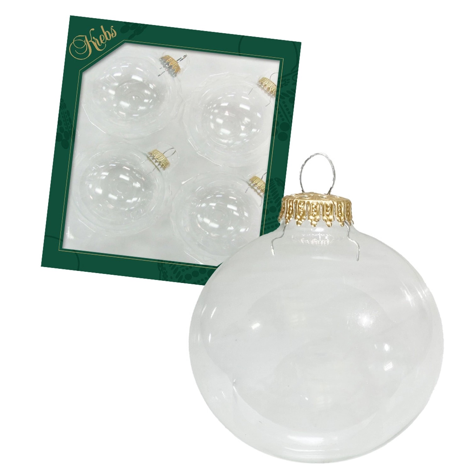 Krebs Glas Lauscha Weihnachtskugeln Transparent Uni Goldkappe 4er-Set 8cm