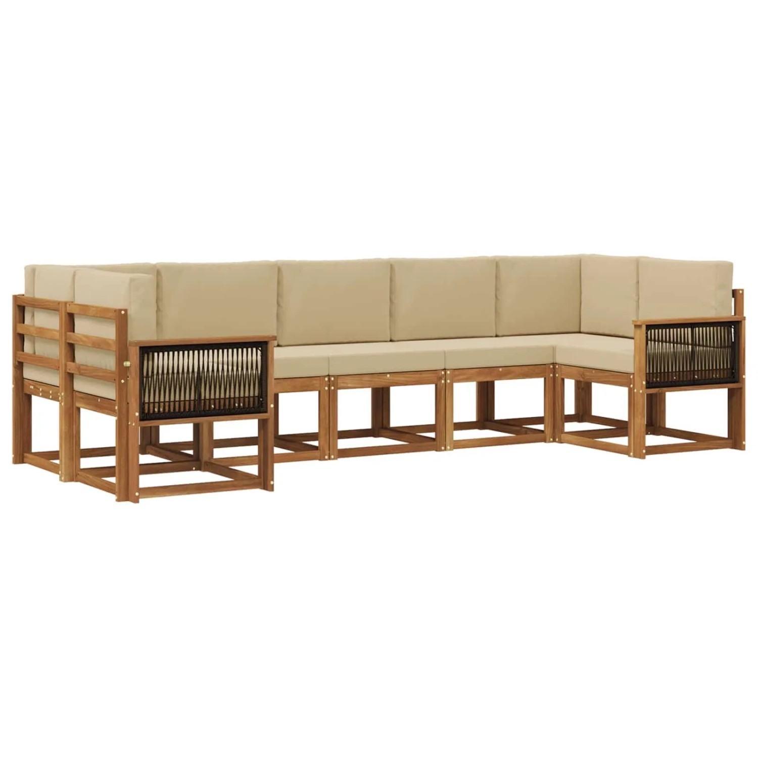 vidaXL Outdoor-Sofagarnitur 7 Stk Natur und Beige Massivholz Akazie 3385514