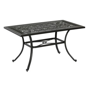 Rechteckiger Merxx Gartentisch aus Aluminium, 140x73 cm, mit dekorativer Tischplatte.