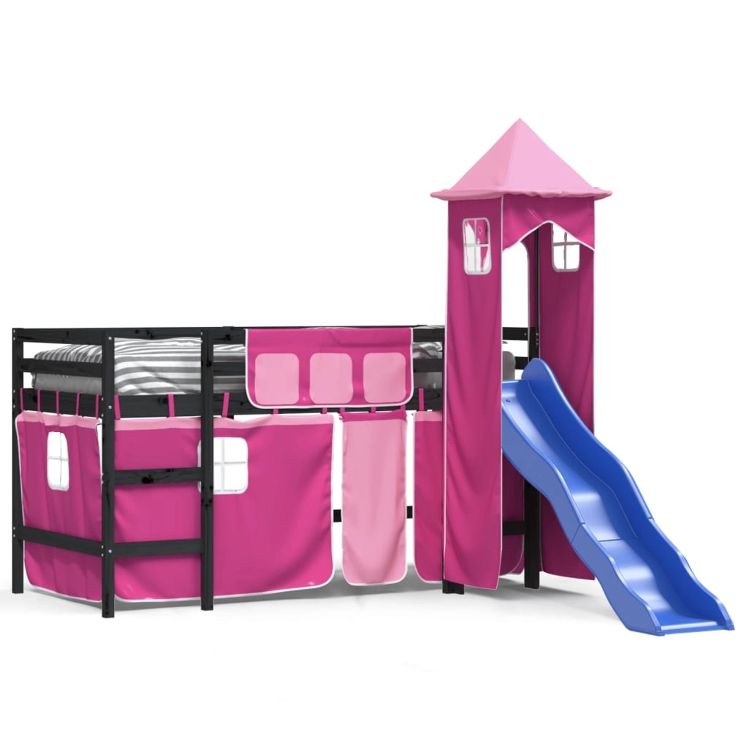 vidaXL Kinderhochbett mit Turm Rosa 80x200 cm Massivholz Kiefer1929949 günstig online kaufen