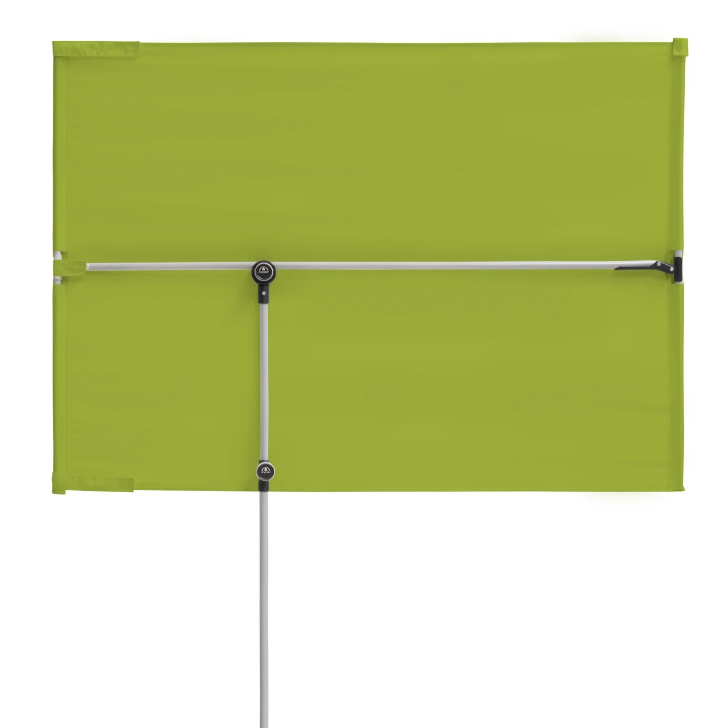 Grüner Doppler Balkonschirm, 127x177 cm, mit Handöffner. Ideal für kleine Balkone.