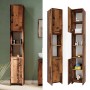 Vicco Badschrank Kiko in Eiche Rustikal, 30x190 cm, mit offenen Fächern und Türen für Badartikel.