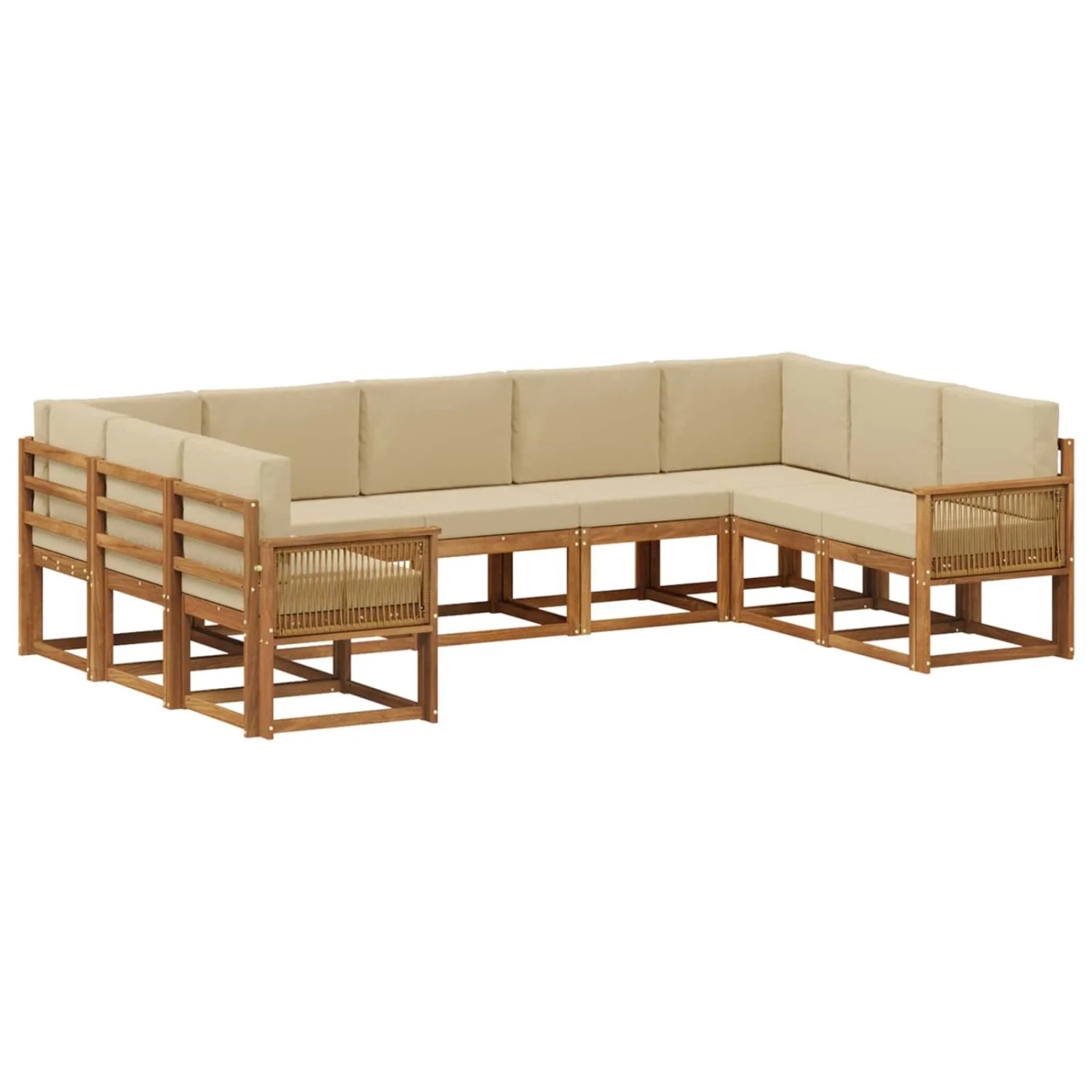vidaXL Outdoor-Sofagarnitur 9 Stk Natur und Beige Massivholz Akazie 3385539