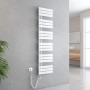 Weißer, elektrischer Emke Badheizkörper 40x159cm mit Thermostat und Timer. Handtuchheizkörper für das Badezimmer.