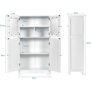Costway Badezimmerschrank mit Glastüren Weiß