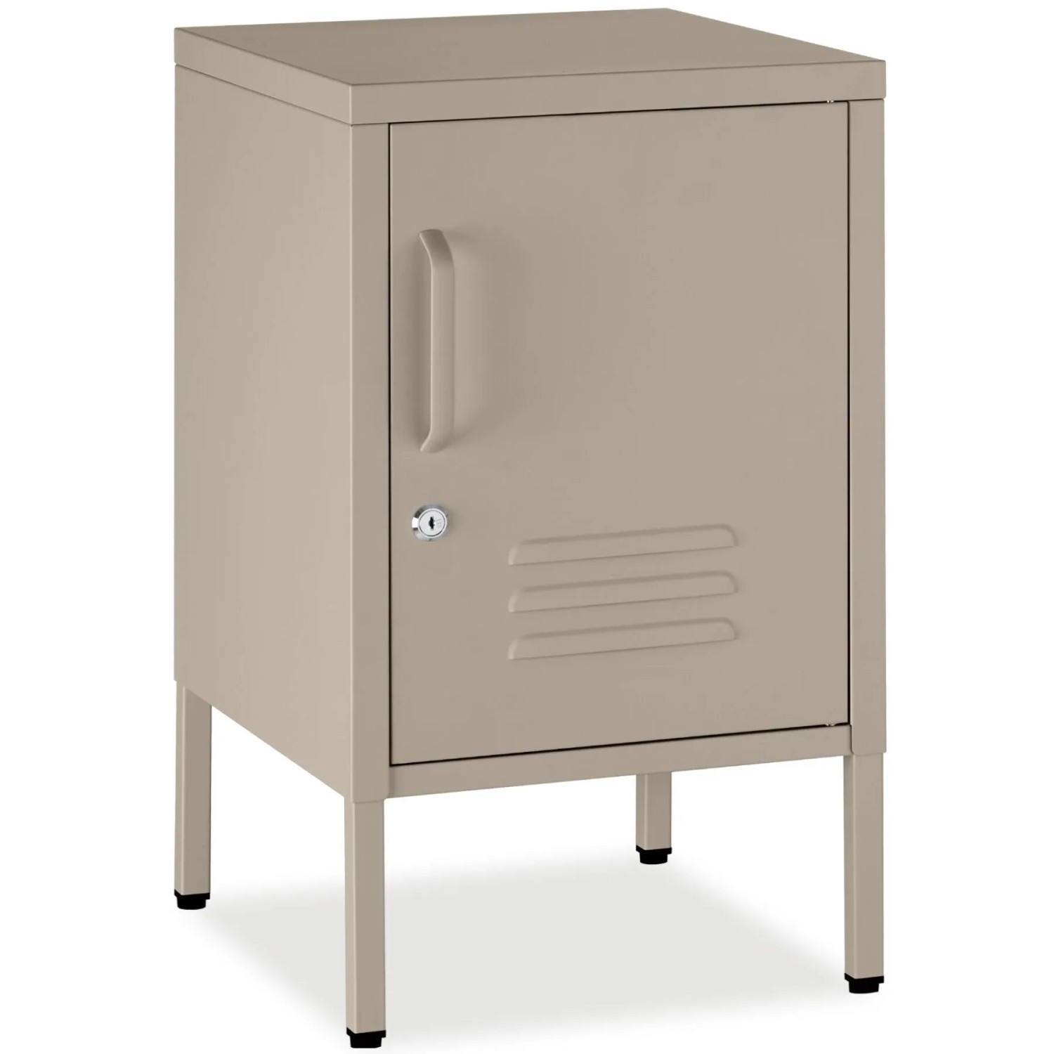 Tectake Nachttisch Baker Abschließbare Tür Mit Magnetverschluss Verstellbarer Zwischenboden  35 x 42 5 x 60 5 cm Taupe