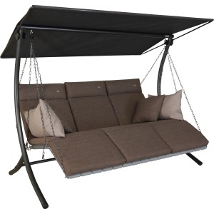 Angerer Hollywoodschaukel Luxus Smart Olive mit Sonnendach und bequemen Kissen.