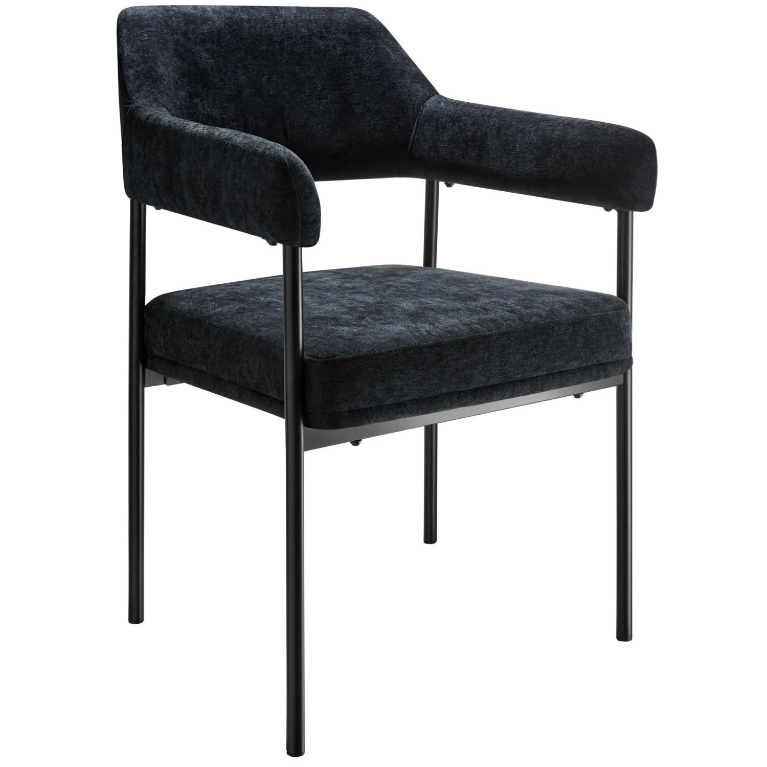 Tectake Armlehnstuhl Doé Gepolstert Durchgehende Lehne  2Er Set 62 x 58 x 85 cm Webstoff Schwarz Schwarz