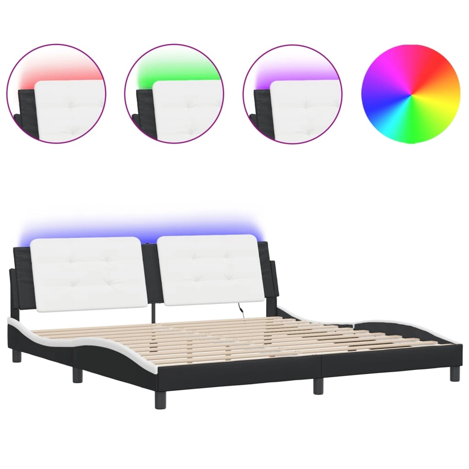 vidaXL Bettgestell mit LED ohne Matratze Zadar Schwarz und Weiß 200x200 cm günstig online kaufen