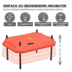 Orange Fudajo 30x40cm Küken-Wärmeplatte mit Temperaturregler, 30W, höhenverstellbar für die Kükenaufzucht.