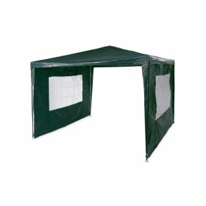 Relaxdays Pavillon Metall Grün Wasserabweisend mit 2 Seitenteilen 3 x 3 m 6,8 kg