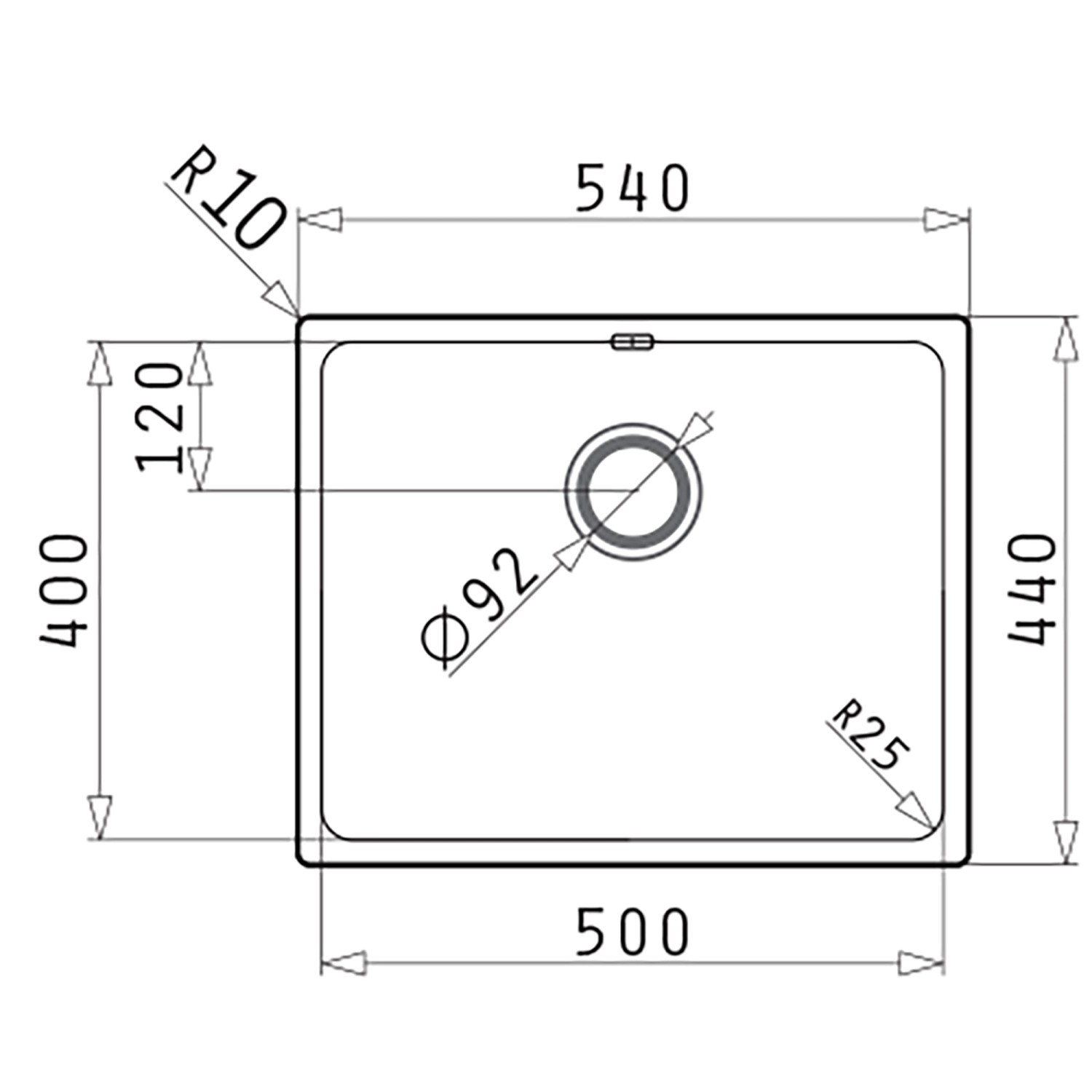 Pyramis Spülbecken Lydia 1B Flacheinbau Edelstahl 50 cm x 40 cm_2