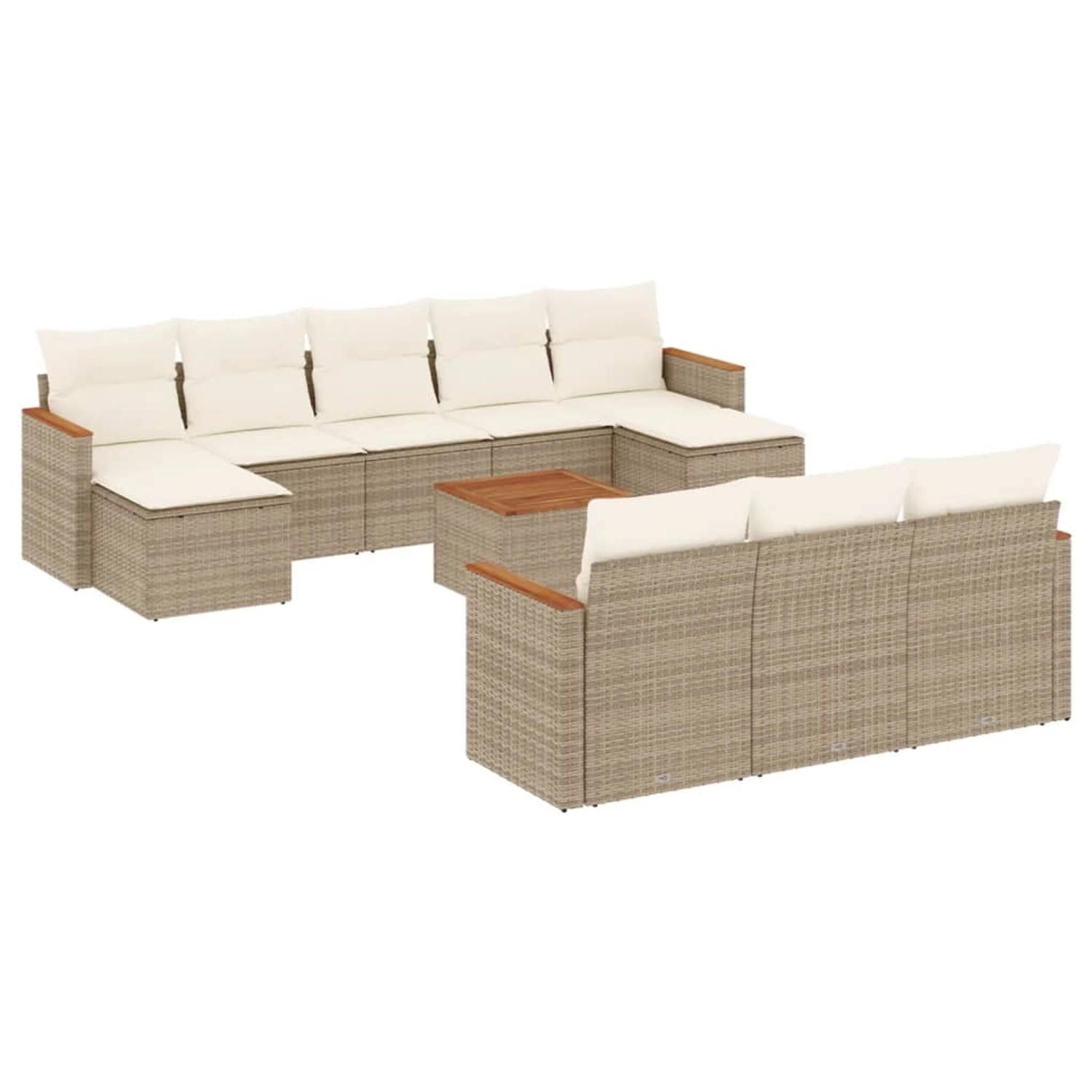 vidaXL 11-Tlg Garten-Sofagarnitur mit Kissen Beige Poly Rattan 3258824 günstig online kaufen