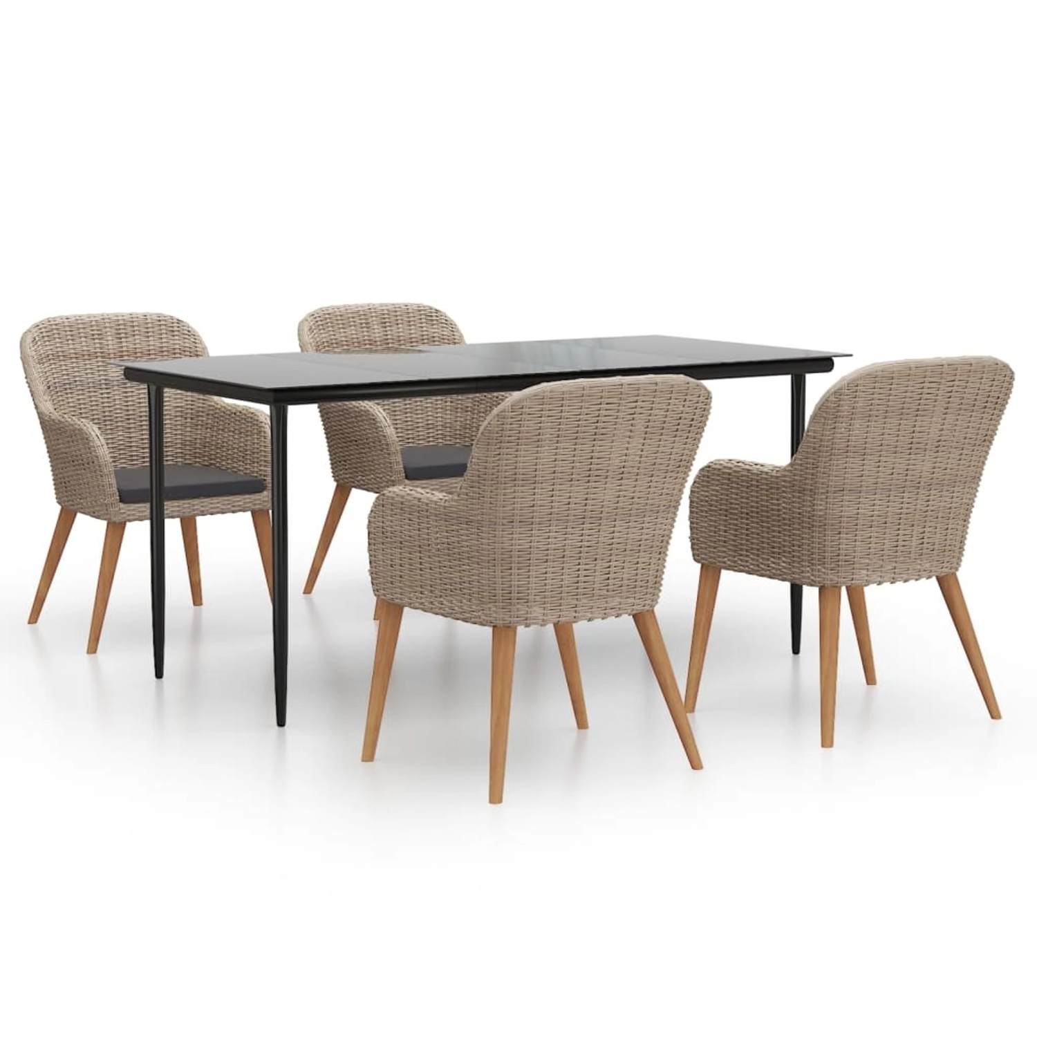 vidaXL 5-Tlg Garten-Essgruppe mit Kissen Braun 3156730