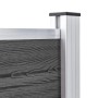 Detailaufnahme: Schwarzes vidaXL Zaunelement Set aus WPC mit Aluminiumrahmen.