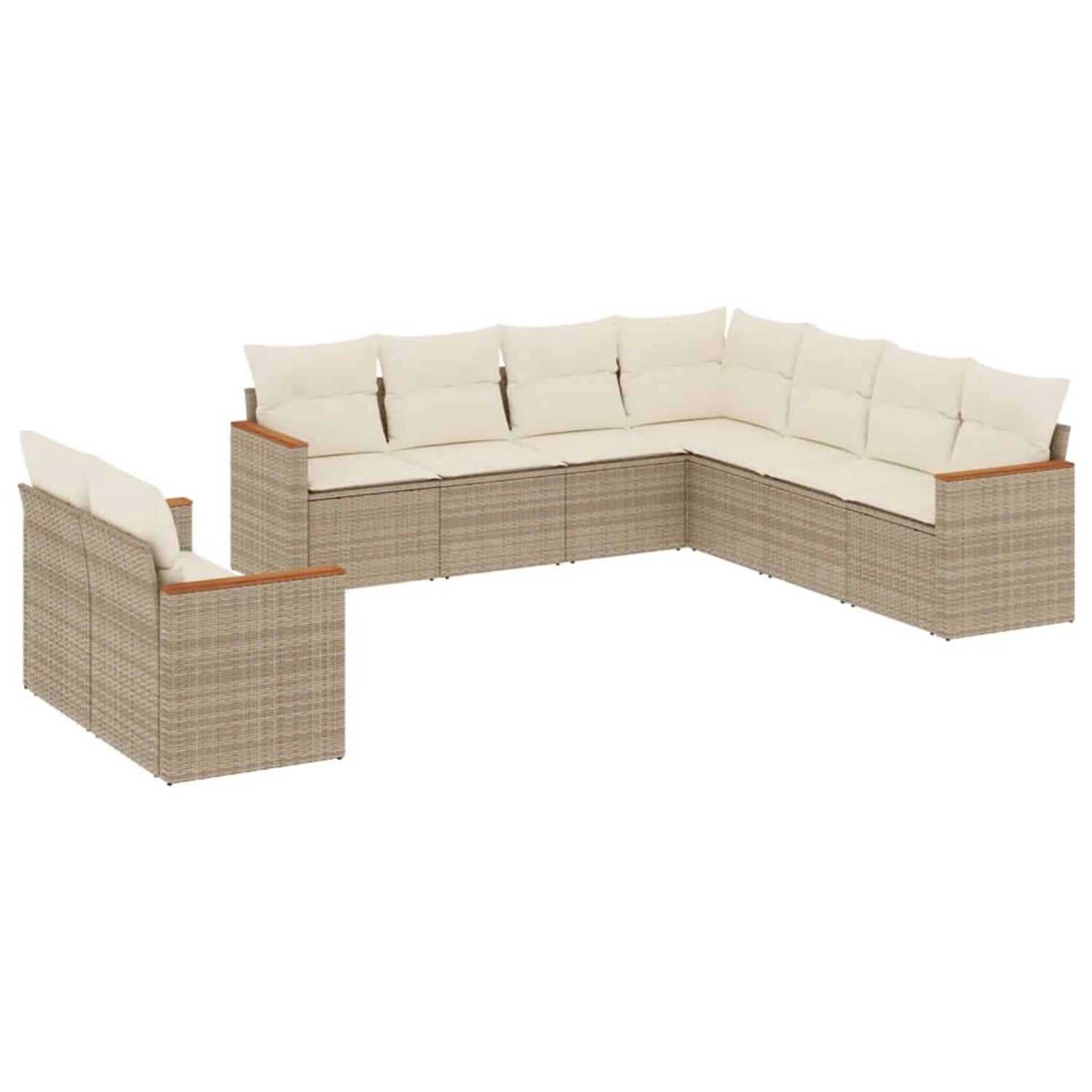 vidaXL 9-Tlg Garten-Sofagarnitur mit Kissen Beige Poly Rattan 3226100 günstig online kaufen