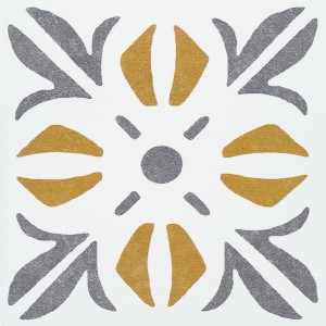 d-c-fix Wandfliese Cubia im 6er-Set, blau-goldenes florales Muster, 15x15 cm, für Wanddekoration.