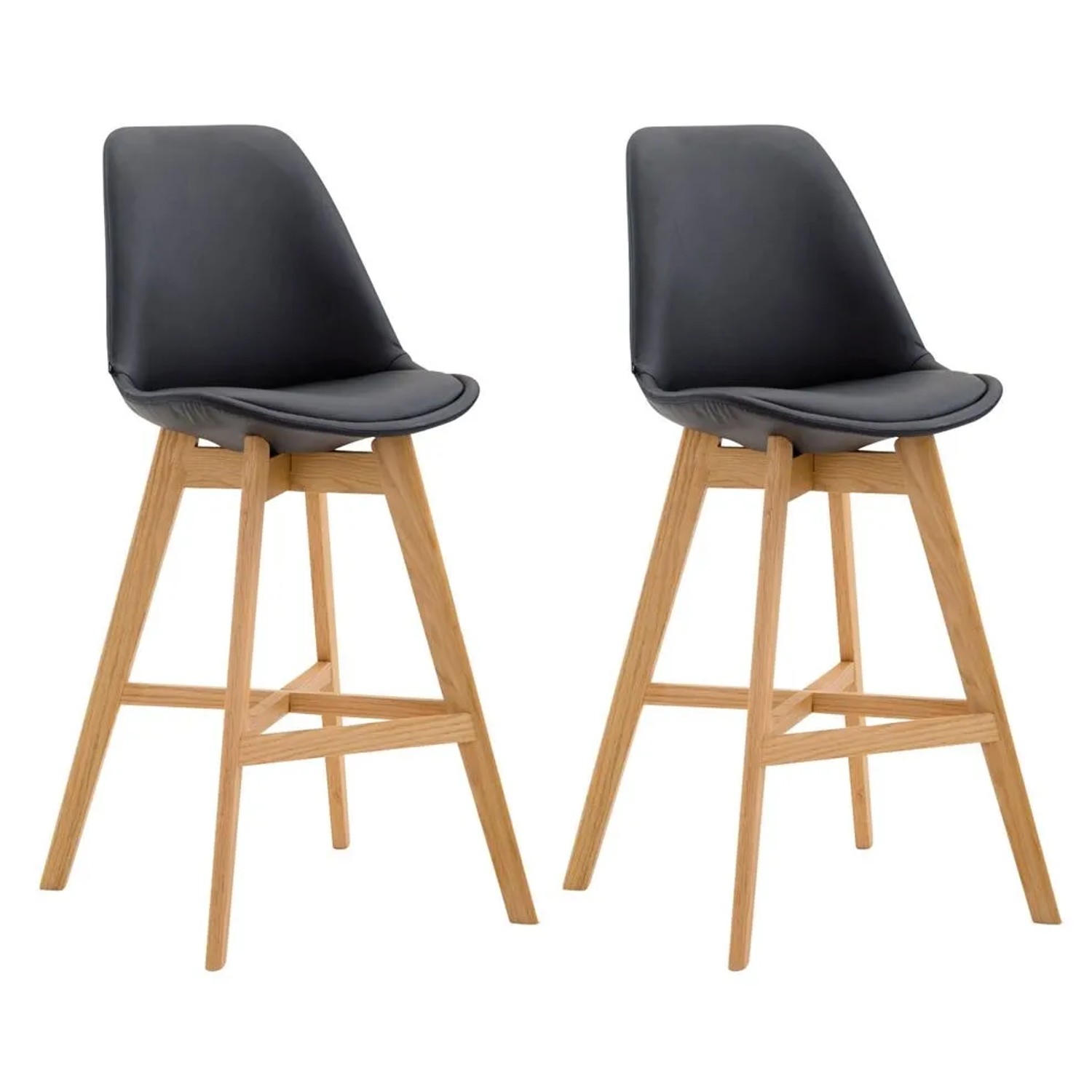 DELUKE 2er Set Barhocker DUMIR Kunstleder Schwarz 48x56x112cm Barstuhl Mit Lehne Tresenhocker Tresenstuhl