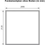 Fundamentplan des Karibu Gartenhaus Diego B, 4,45 m², ohne Boden, mit Maßangaben.