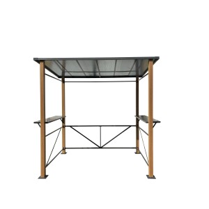 Leco Grillpavillon in Holzoptik, 235x150 cm, mit Ablageflächen und transparentem Dach.