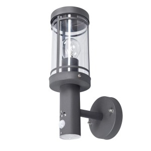 Lindby Wandleuchte Außen Djori 9977029 mit Bewegungsmelder Spritzwassergeschützt Modern in Alu aus Edelstahl 1-flammig E27