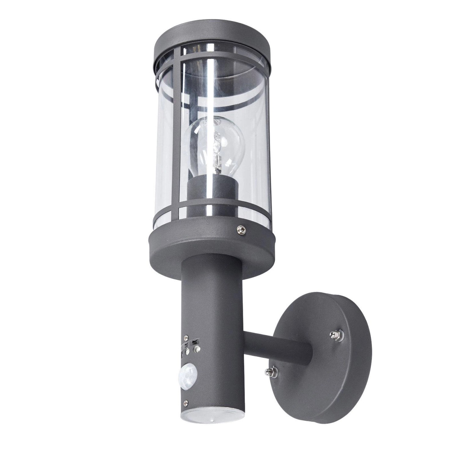 Lindby Wandleuchte Außen Djori 9977029 mit Bewegungsmelder Spritzwassergeschützt Modern in Alu aus Edelstahl 1-flammig E...