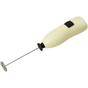 Fackelmann Milchschäumer in Creme-Schwarz mit Edelstahl-Quirl, ein Küchenhelfer für perfekten Milchschaum.