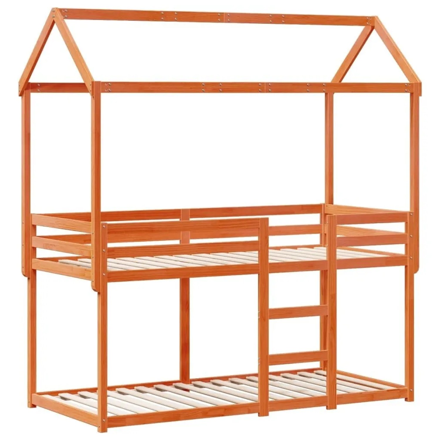 vidaXL Etagenbett mit Dach Wachsbraun 80x200 cm Massivholz Kiefer 3282123 günstig online kaufen