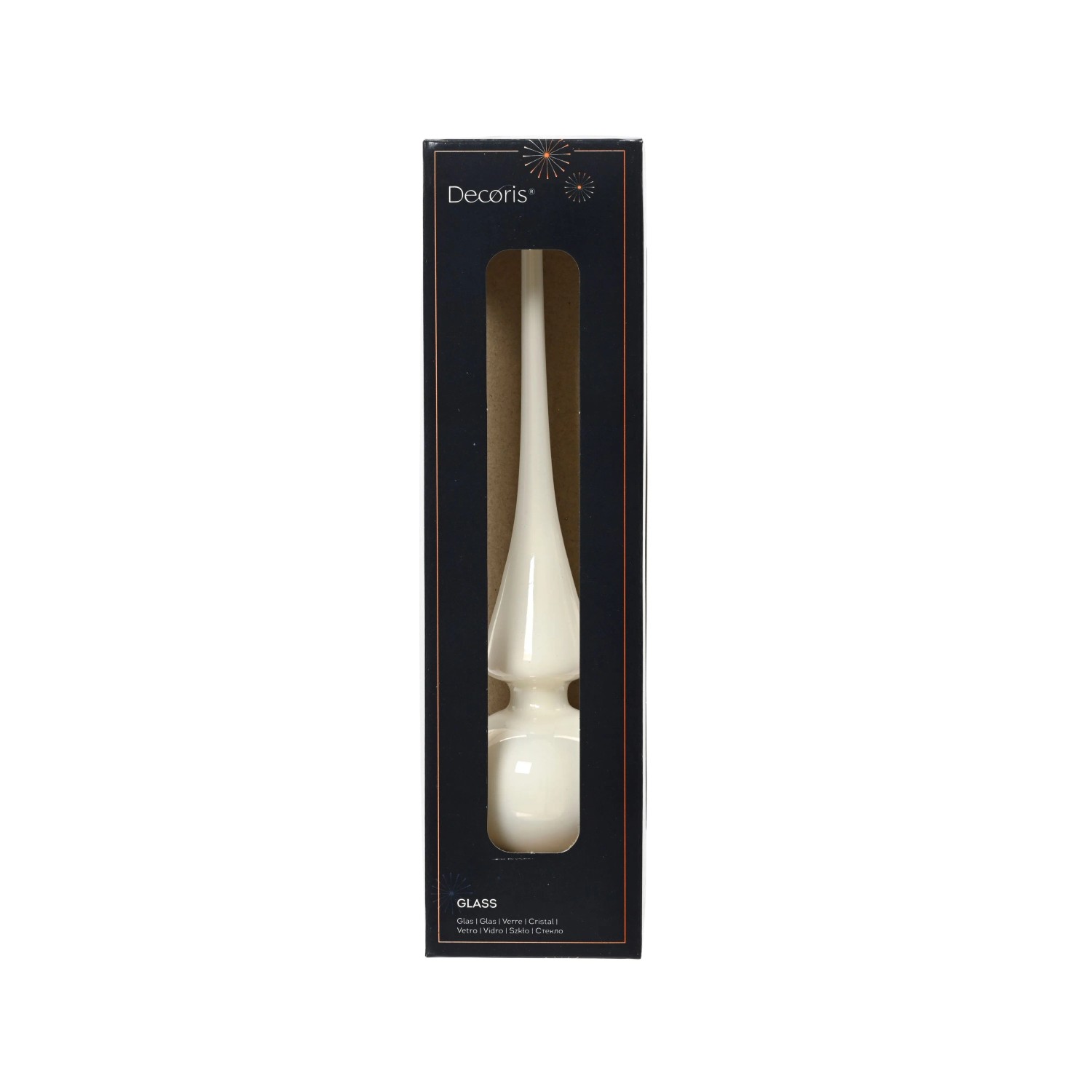 Decoris Baumspitze Glas 26 cm Weiß