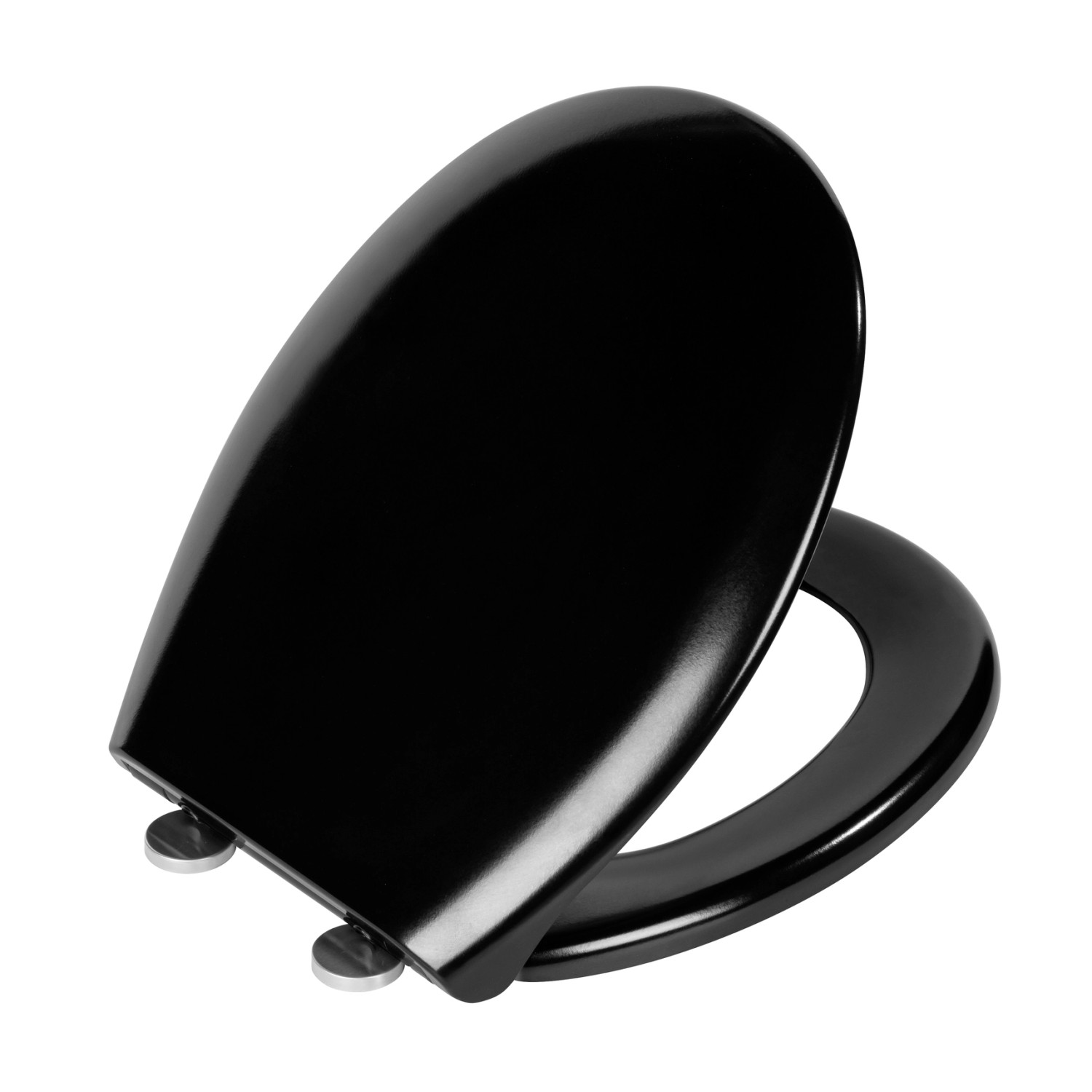 Schwarzer Wenko WC-Sitz Rieti aus Duroplast mit Absenkautomatik.