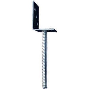 T & J L-Pfostenträger mit Riffelstahldolle, feuerverzinkt, für Zaunbau.