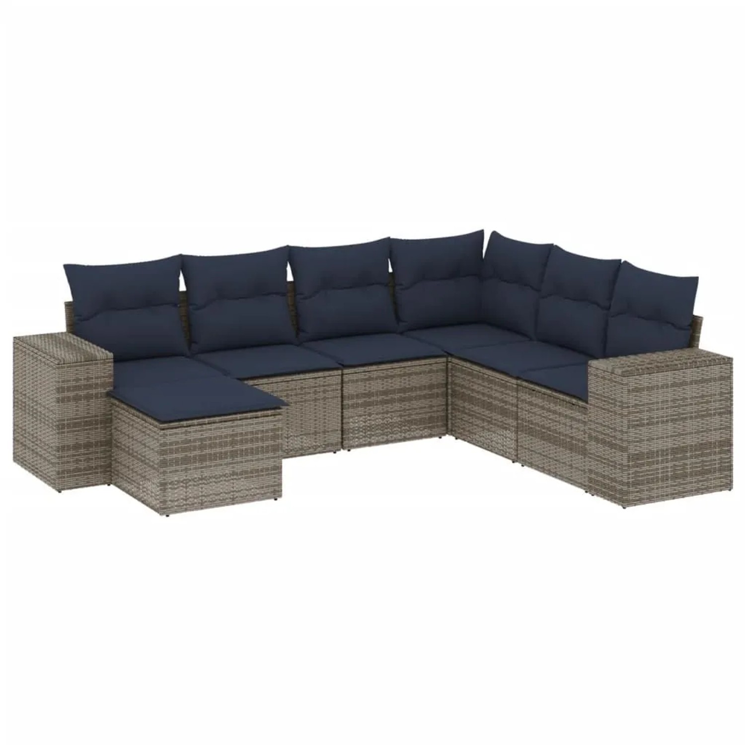 vidaXL 7-Tlg Gartensofa-Set mit Kissen Grau Polyrattan 3222900 günstig online kaufen