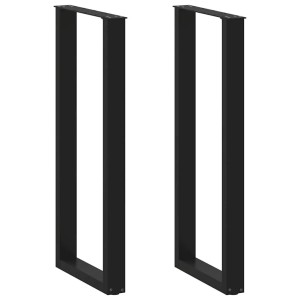 Zwei schwarze U-förmige vidaXL Bartischbeine aus Stahl, 50x110 cm.
