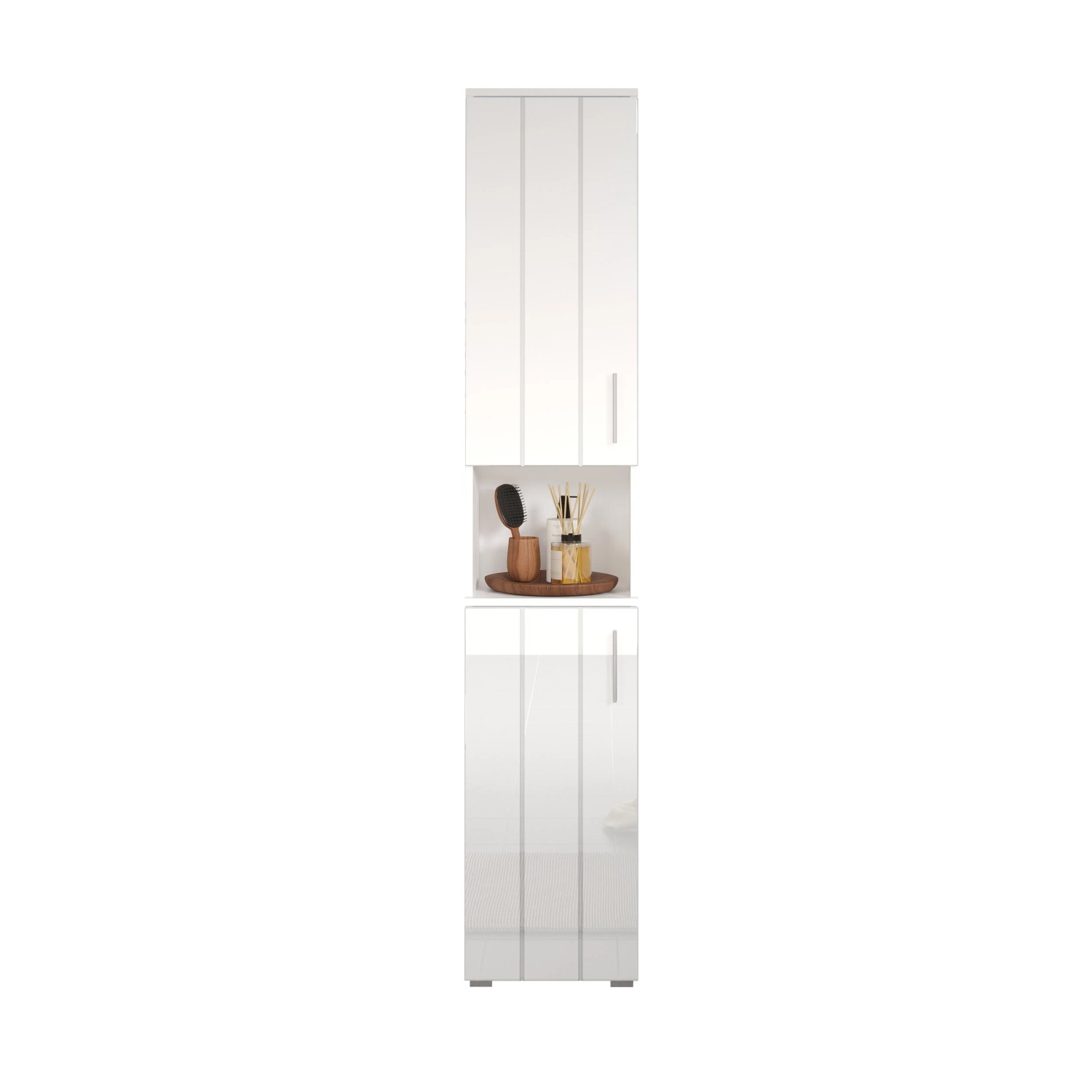Weißer Trendteam Hochschrank Wons, Bad-Standregal mit Fächern und Schublade, 37 cm breit.