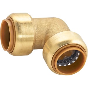 Steck-Winkel, Ø 22 mm, aus Messing für Rohre im Sanitär- und Heizungsbereich.