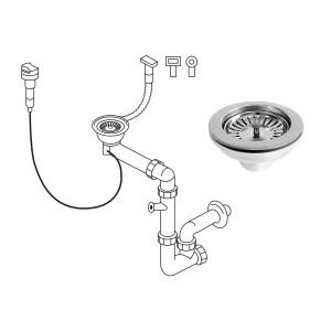 Miló Röhrensiphon-Set mit Exzenter und Edelstahl Ab- und Überlaufgarnitur für Spüle.