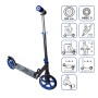Muuwmi Aluminium Scooter in Schwarz-Blau, höhenverstellbarer Tretroller mit 200 mm Rollen.
