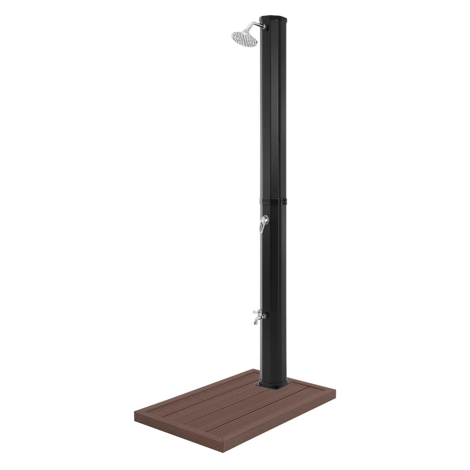 ML-DesignSolardusche 35L 217cm Schwarz Fußdusche & Bodenplatte Braun