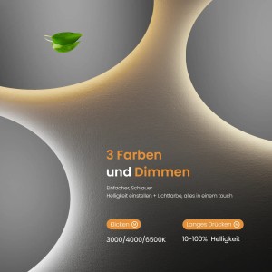 Emke Badspiegel mit Beleuchtung: Dimmbare Lichtfarben und Touch-Steuerung für Ihr Badezimmer.