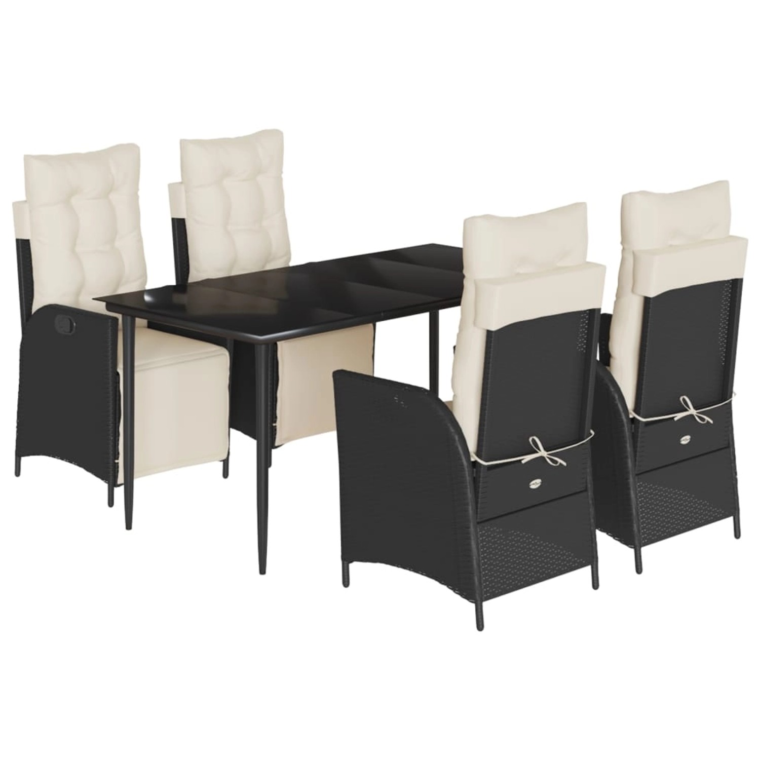 vidaXL 5-Tlg Garten-Essgruppe mit Kissen Schwarz Poly Rattan 3213381 günstig online kaufen