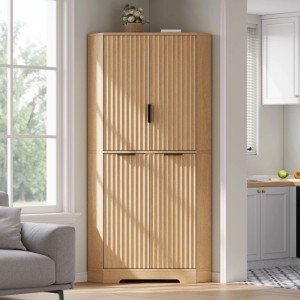Merax Eckschrank 60x60x172 cm 4 Türen Verstellbare Einlegeböden