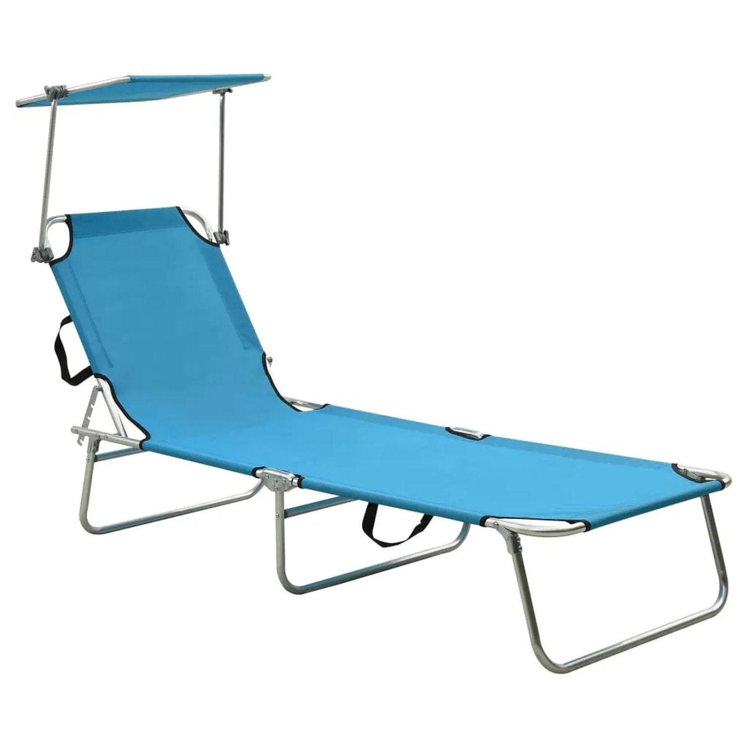 furnicato Klappliege mit Sonnendach Blau Aluminium