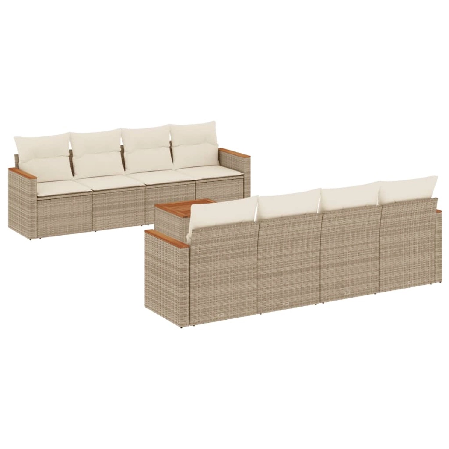 vidaXL 9-Tlg Garten-Sofagarnitur mit Kissen Beige Poly Rattan 3258222 günstig online kaufen
